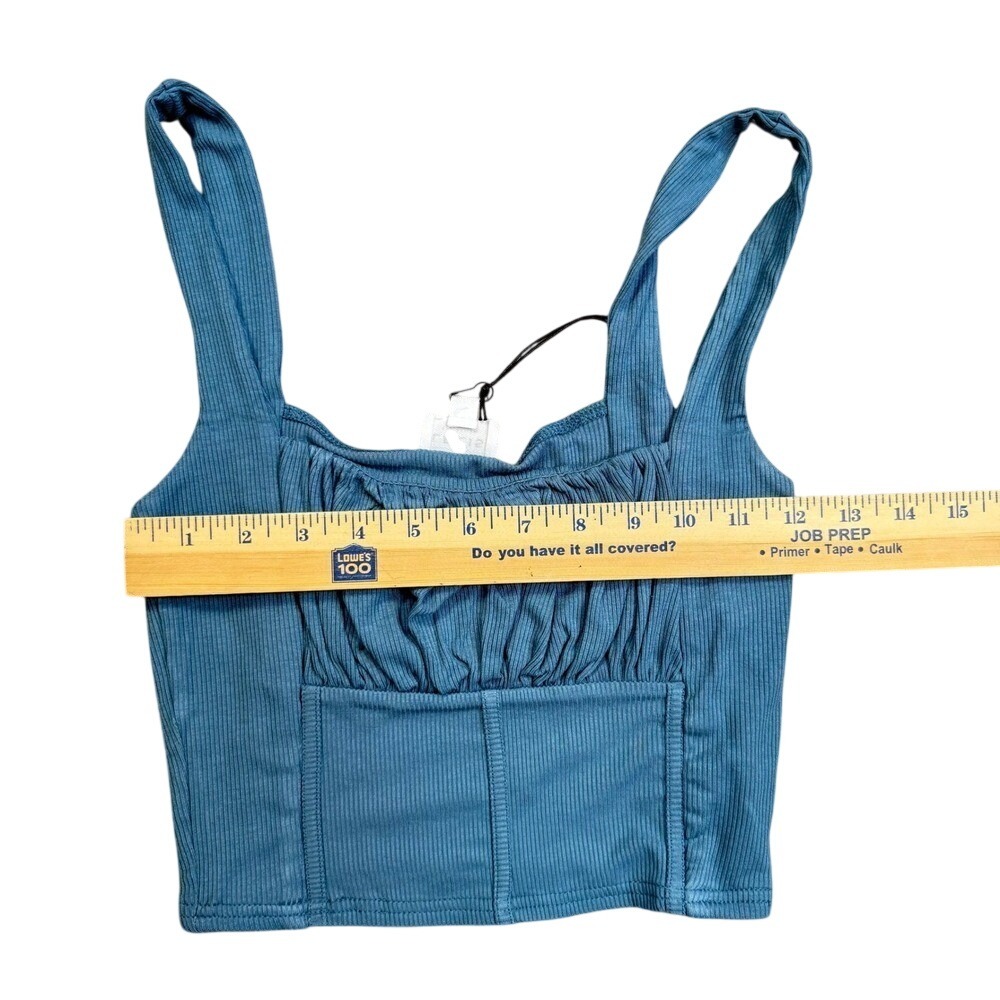 Le‎ Lis Ribbed Knit Crop Top Gathered Bust Corset Seams Small Y2K Coquette  NWT - Picture 2 of 5